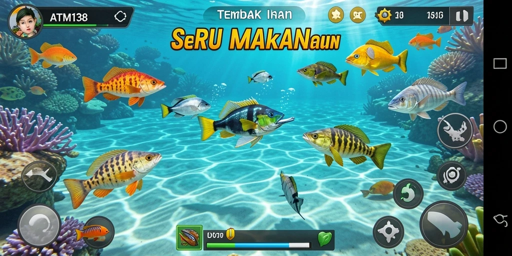 Tangkapan layar utama gameplay Tembak Ikan yang seru.