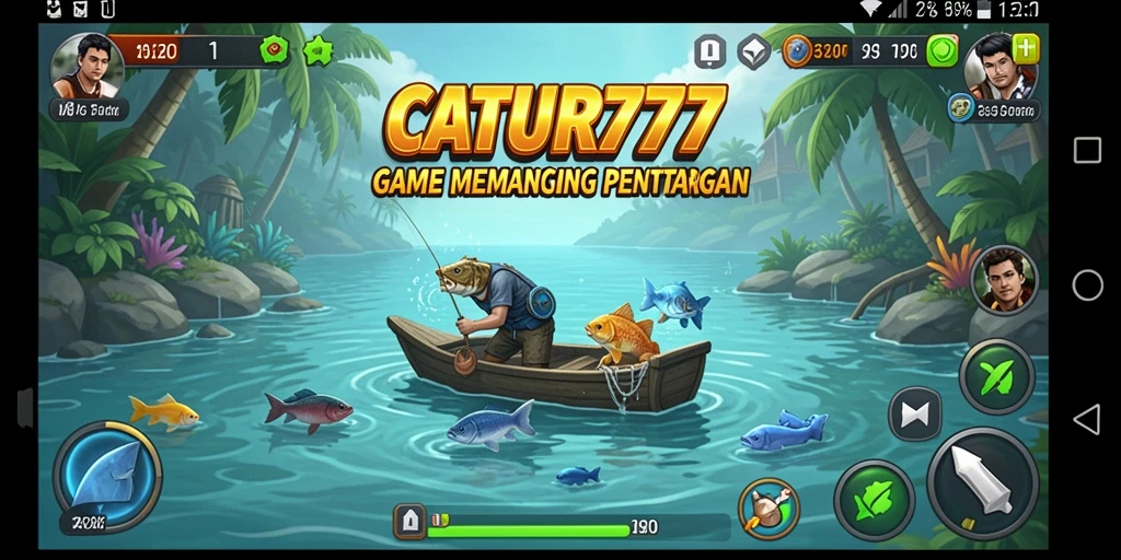 Tangkapan layar gameplay CATUR777 menunjukkan aksi memancing yang mendebarkan.