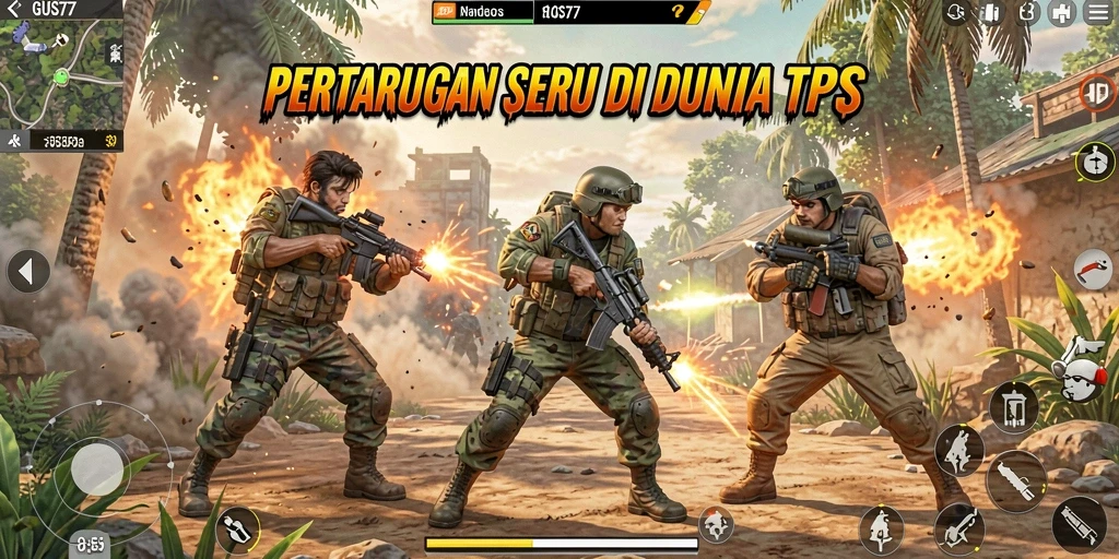 Tangkapan layar GUS77 menampilkan aksi seru dalam gameplay TPS.