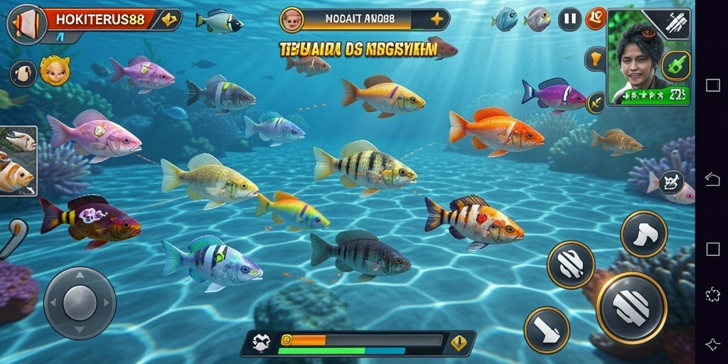 Screenshot gameplay seru HOKITERUS88 saat menembak ikan.