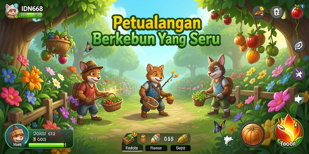 Tampilan menarik dari gameplay berkebun di IDN668.
