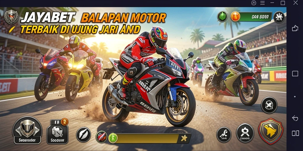 Tampilan gameplay intens di JAYABET dengan balapan motor.