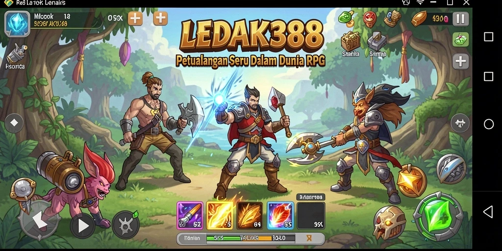 Tangkapan layar LEDAK388 menunjukkan pertempuran epik dalam dunia RPG.