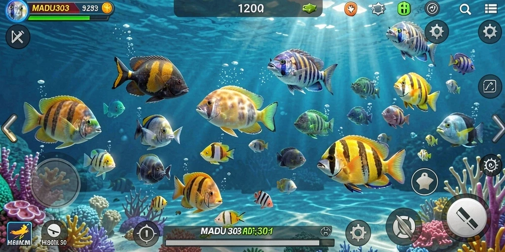 Tangkapan layar gameplay MADU303 yang mendebarkan dan penuh aksi Tembak Ikan.