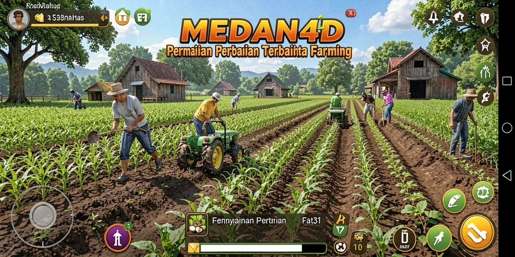 Tampilan gameplay seru dari MEDAN4D di lahan pertanian.