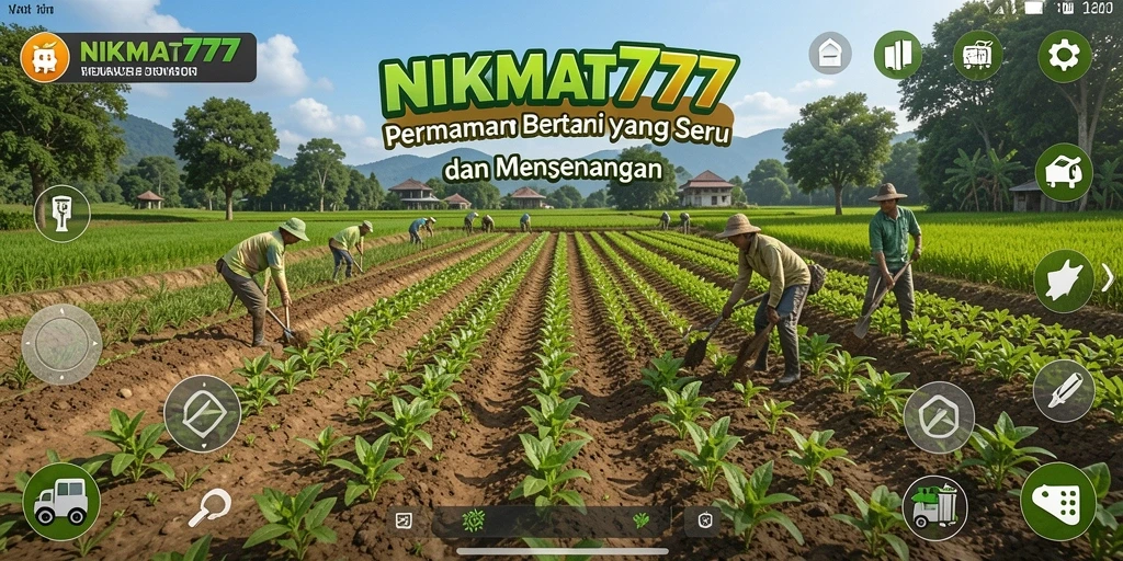 Tangkapan layar dari gameplay NIKMAT777 menampilkan ladang yang indah dan aktivitas bertani.