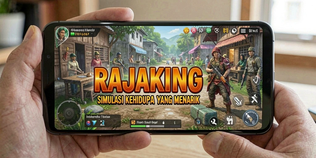 Tampilan gameplay menarik dalam RAJAKING yang menampilkan simulasi kehidupan.