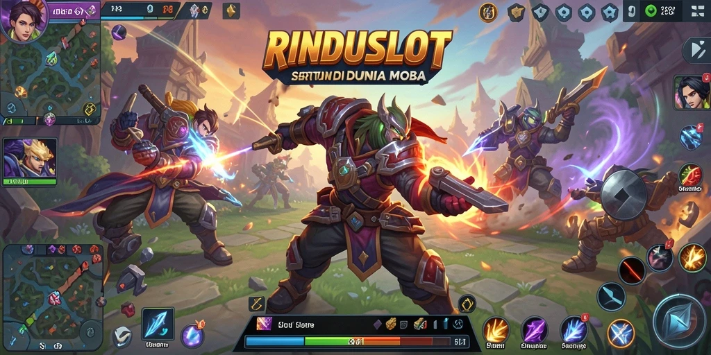 Gameplay seru RINDUSLOT dalam pertarungan intens MOBA.