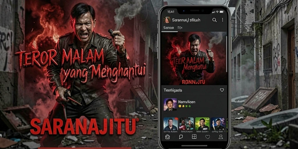 Screenshot menampilkan gameplay SARANAJITU dengan suasana mencekam dan karakter di tengah kegelapan.
