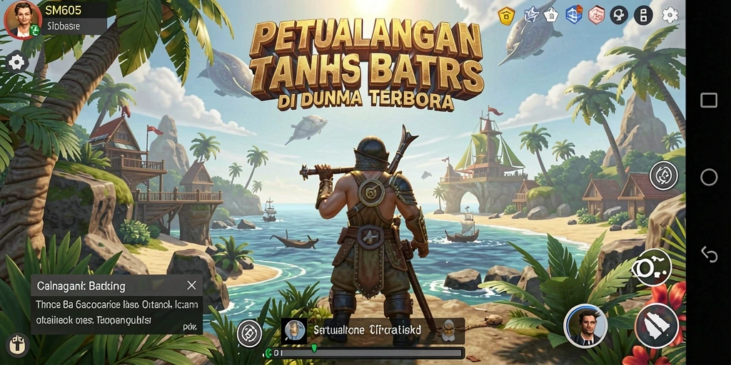 Screenshot gameplay yang menampilkan eksplorasi dunia terbuka SM605.
