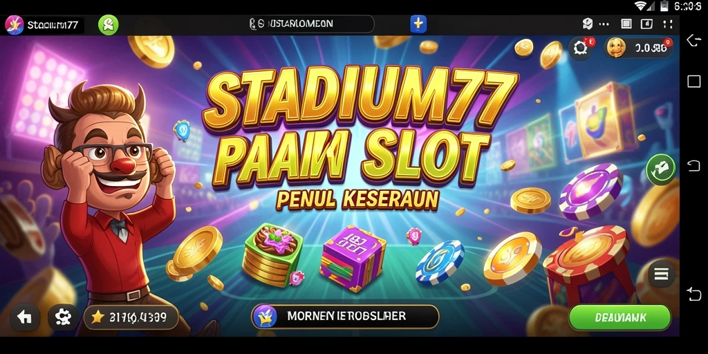 Screenshot gameplay STADIUM77 yang menampilkan berbagai tema slot.